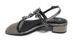 Scarpe donna  sandalo in pelle laminato gunsmoke con strass DS23EL11 2223
