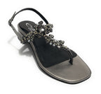 Scarpe donna  sandalo in pelle laminato gunsmoke con strass DS23EL11 2223