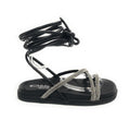 Scarpe donna  sandalo in pelle nappa nero con strass DS23EL14 302