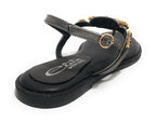 Scarpe donna  sandalo in pelle nero con strass DS23EL16 2214