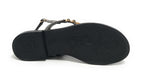 Scarpe donna  sandalo in pelle nero con strass DS23EL16 2214