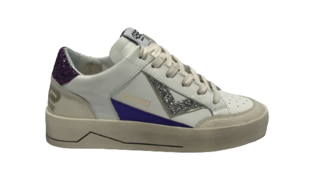 Scarpe donna 4B12 sneaker in pelle bianco/ viola D24QB11 KYLE-D841