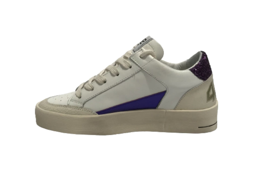 Scarpe donna 4B12 sneaker in pelle bianco/ viola D24QB11 KYLE-D841