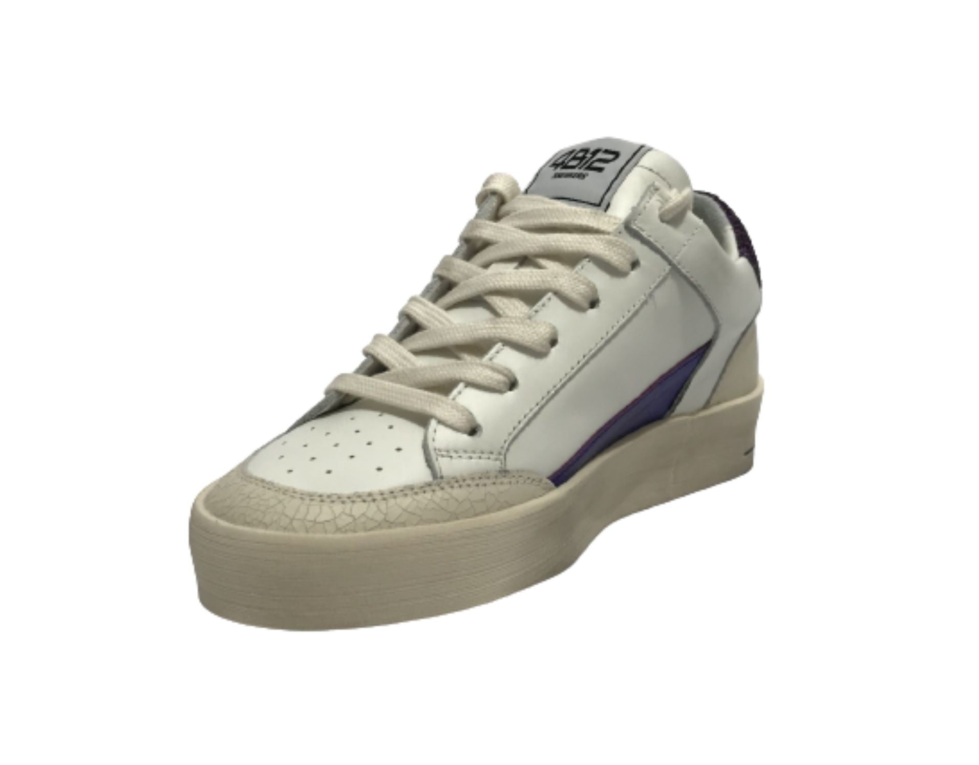 Scarpe donna 4B12 sneaker in pelle bianco/ viola D24QB11 KYLE-D841
