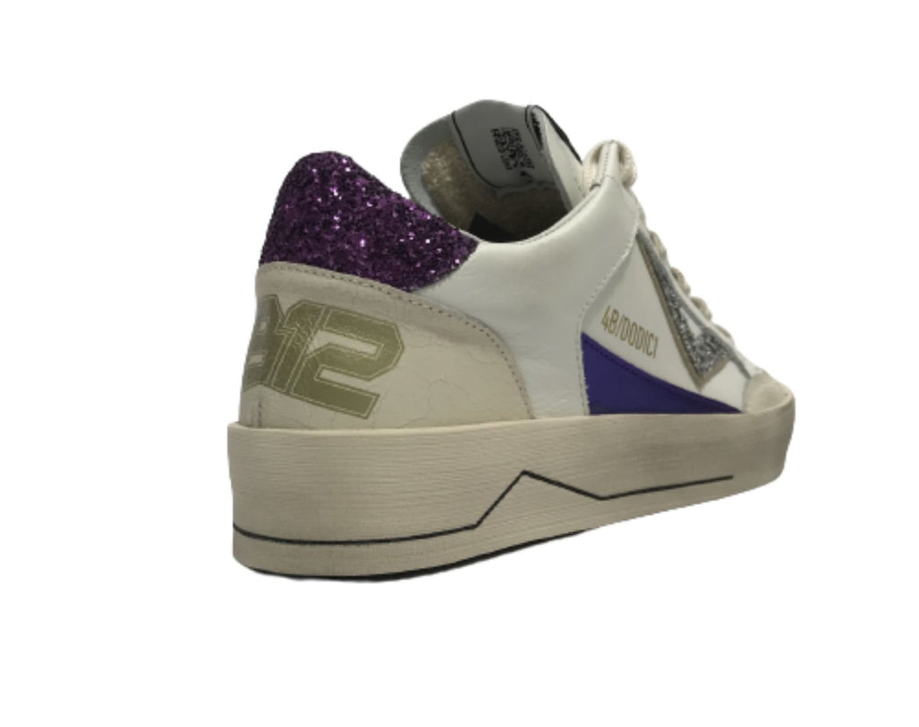 Scarpe donna 4B12 sneaker in pelle bianco/ viola D24QB11 KYLE-D841