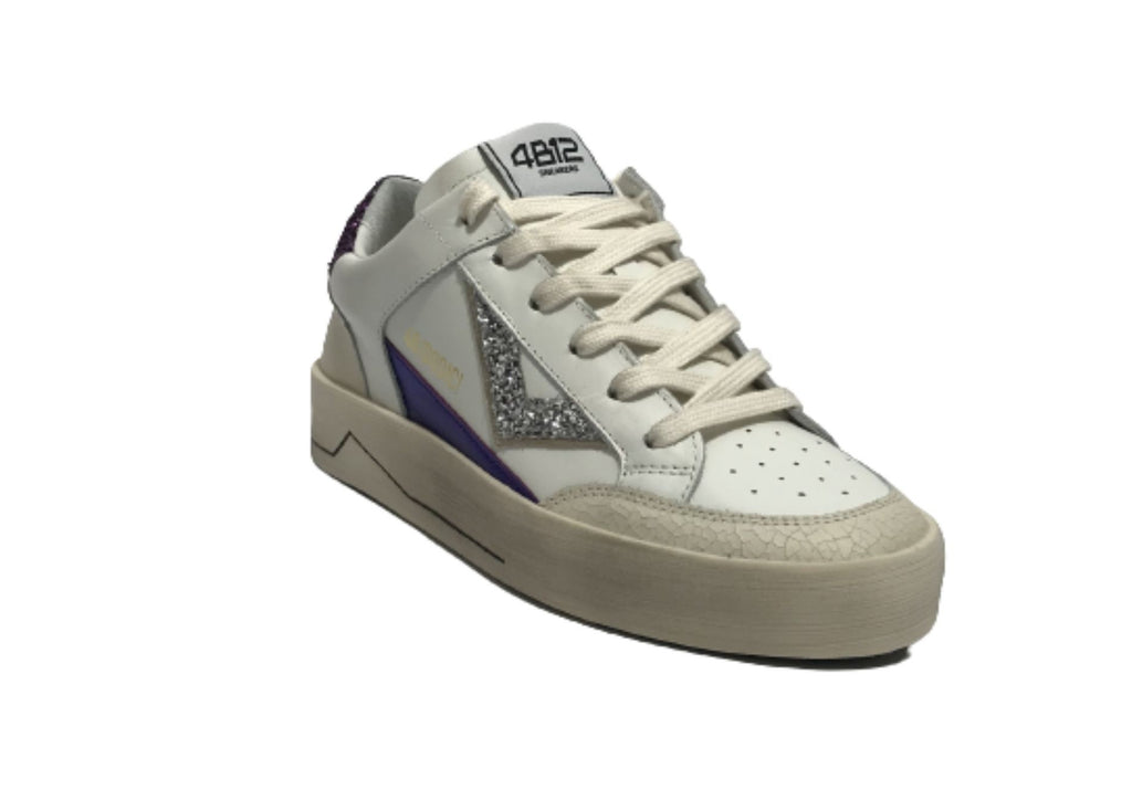 Scarpe donna 4B12 sneaker in pelle bianco/ viola D24QB11 KYLE-D841