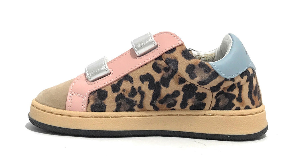 Scarpe bambino 2B12 sneaker  Suprime pelle leopard/rosa/azzurro Z24QB01