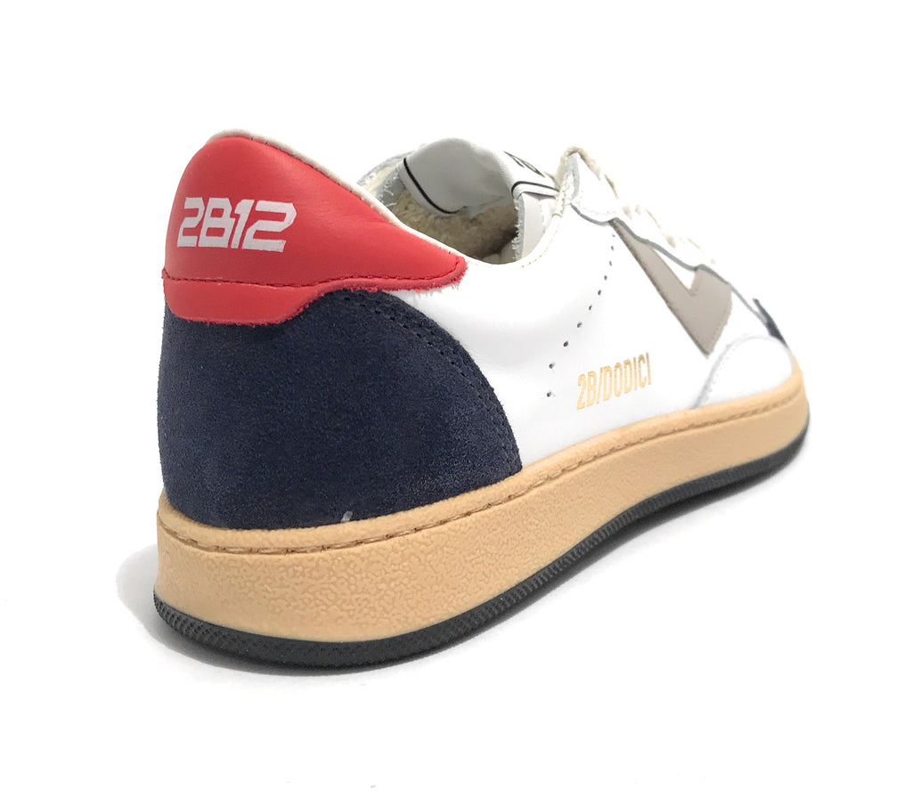Scarpe  2B12 sneaker con lacci Play pelle bianco/navi/rosso Z24QB07