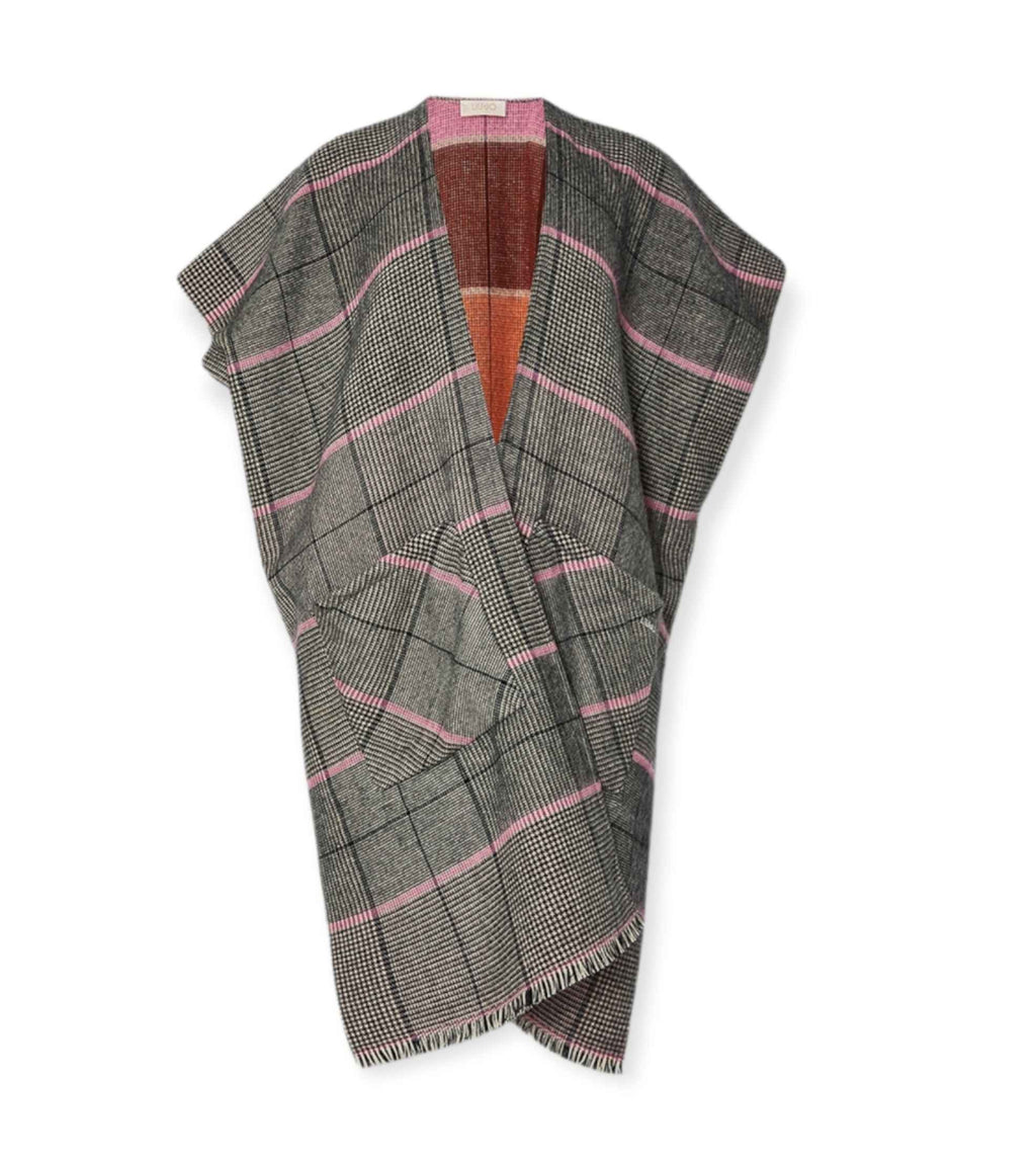 Gilet donna Liu Jo con tasche a scacchi grigio/ rosa E24LJ55 2F3076