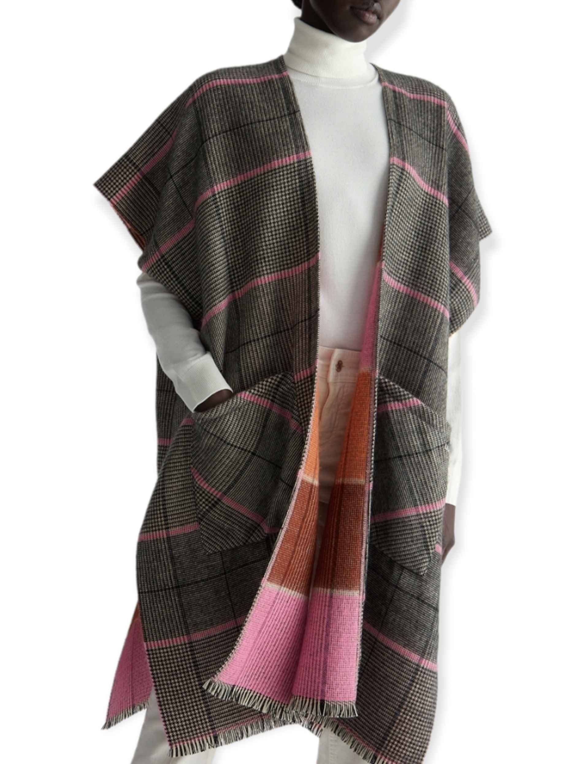 Gilet donna Liu Jo con tasche a scacchi grigio/ rosa E24LJ55 2F3076