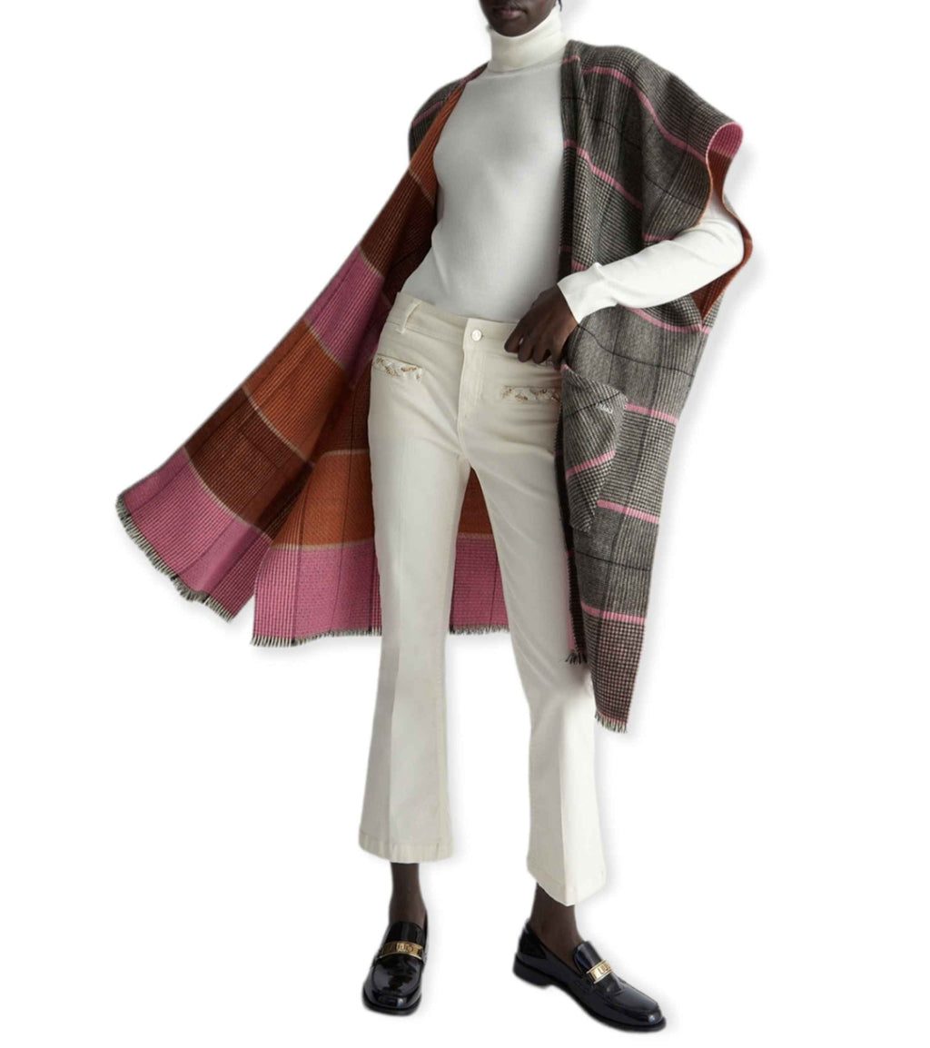Gilet donna Liu Jo con tasche a scacchi grigio/ rosa E24LJ55 2F3076