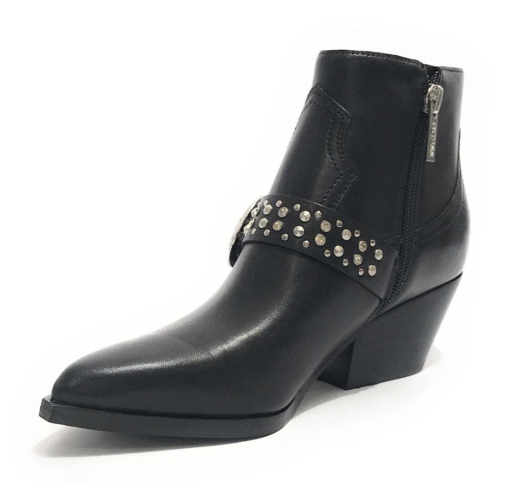 Scarpe donna Guess stivaletto texano Hermine in pelle nero D24GU47 FL7HRMLEA10