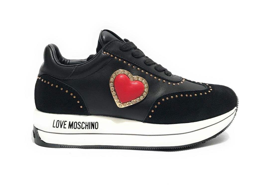 Scarpe Love Moschino sneaker in pelle/ scamosciato nero DS24MO02 JA15064