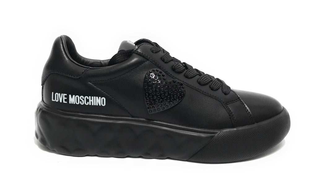 Scarpe Love Moschino sneaker in pelle nero DS24MO03 JA15014