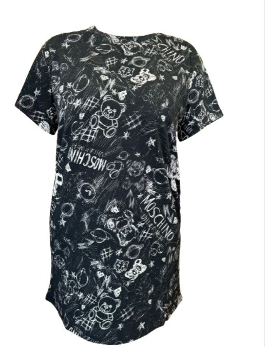 Maxi t-shirt donna Moschino nero con stampa logo ES24MO07 V6A0710 4412 1555