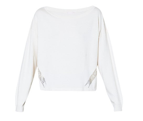 Maglia donna Liu Jo maniche lunghe con borchie light ivory ES24LJ16 TA4159 MS49I