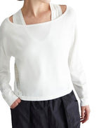 Maglia donna Liu Jo maniche lunghe con borchie light ivory ES24LJ16 TA4159 MS49I