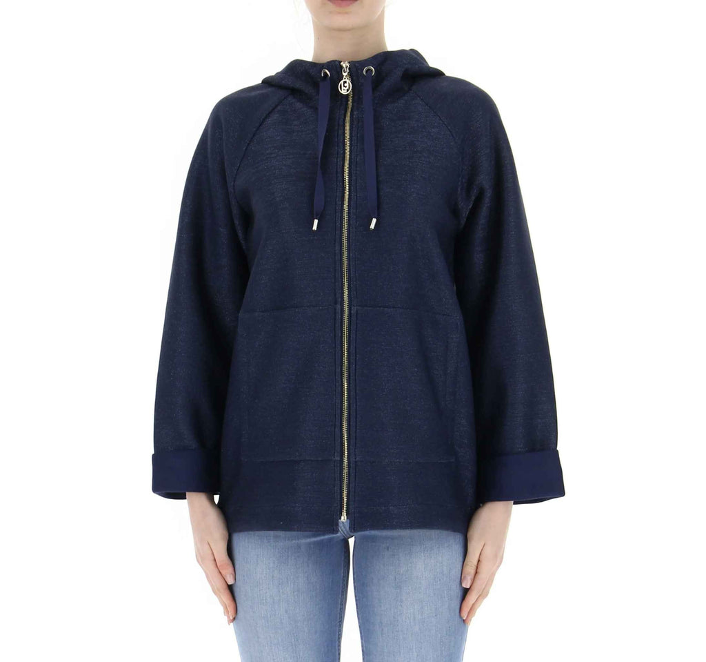 Felpa aperta con cappuccio Liu Jo blue donna ES24LJ48 TA4164 J4643