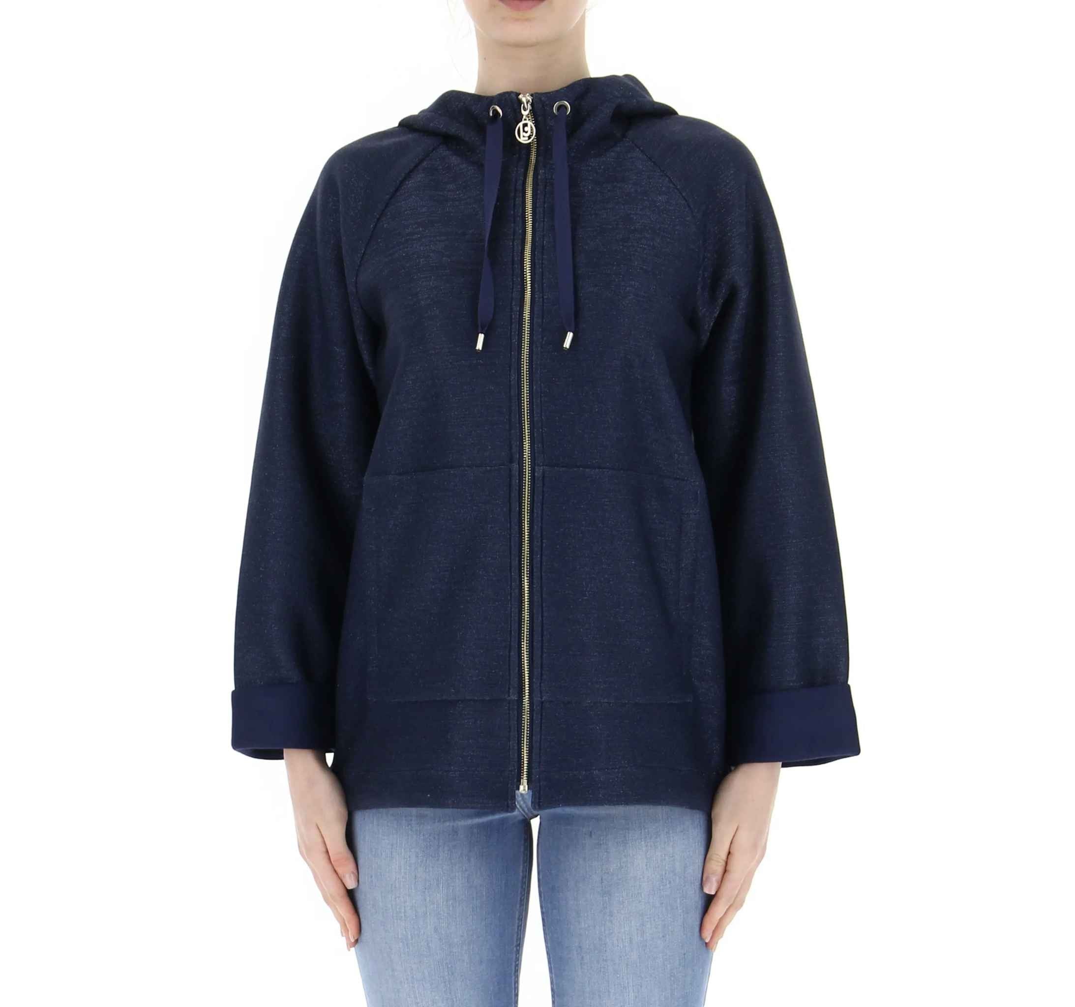 Felpa aperta con cappuccio Liu Jo blue donna ES24LJ48 TA4164 J4643