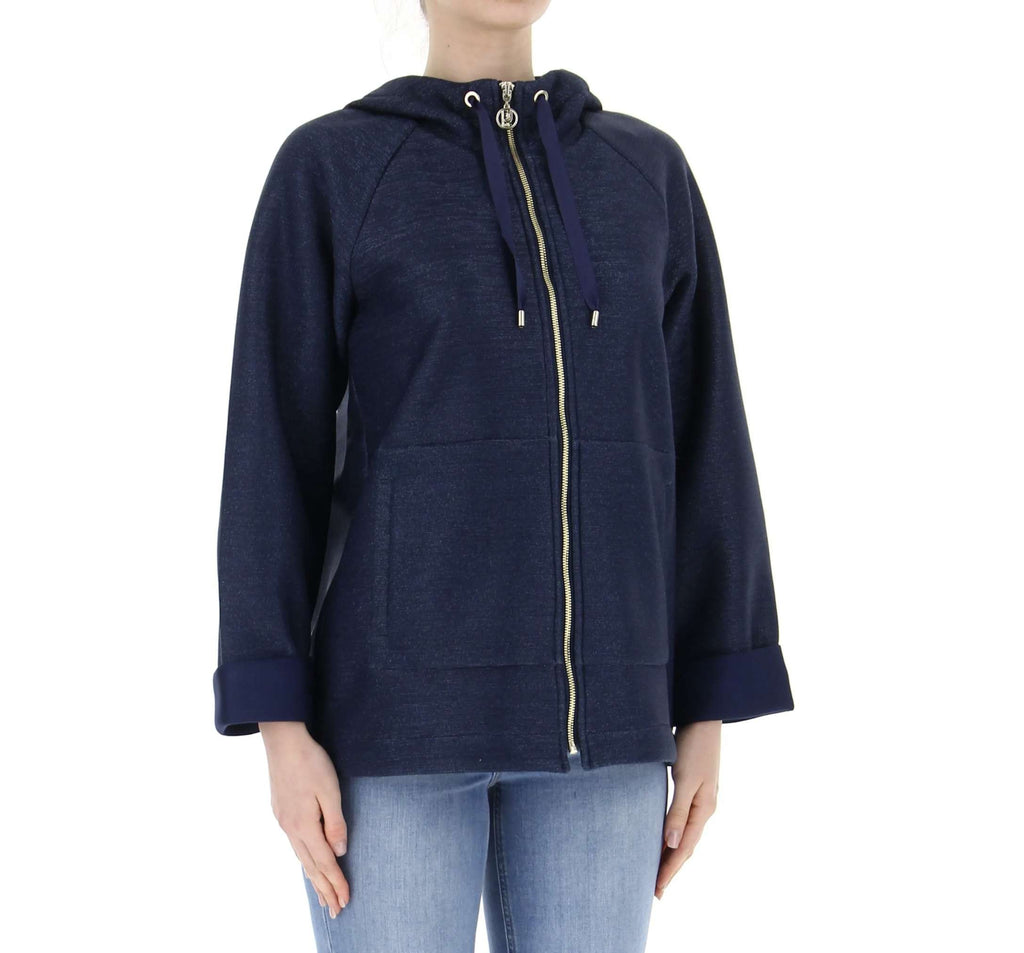Felpa aperta con cappuccio Liu Jo blue donna ES24LJ48 TA4164 J4643