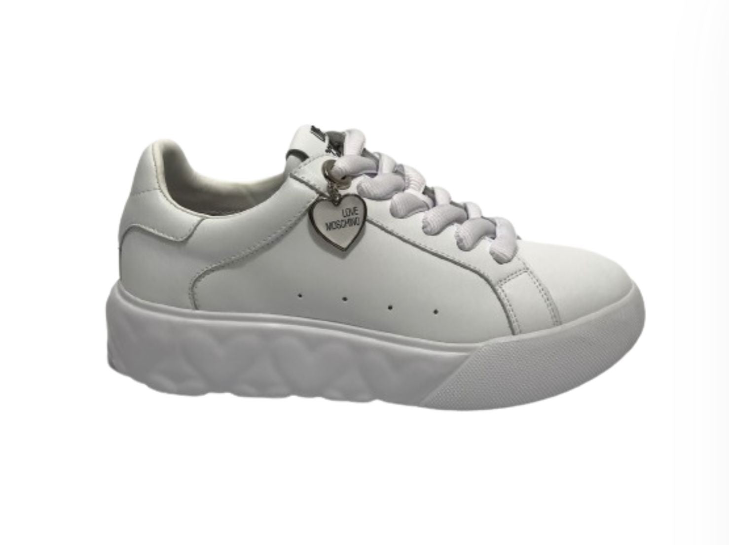 Scarpe Love Moschino sneaker heart45 in pelle bianco DS24MO18 JA15564