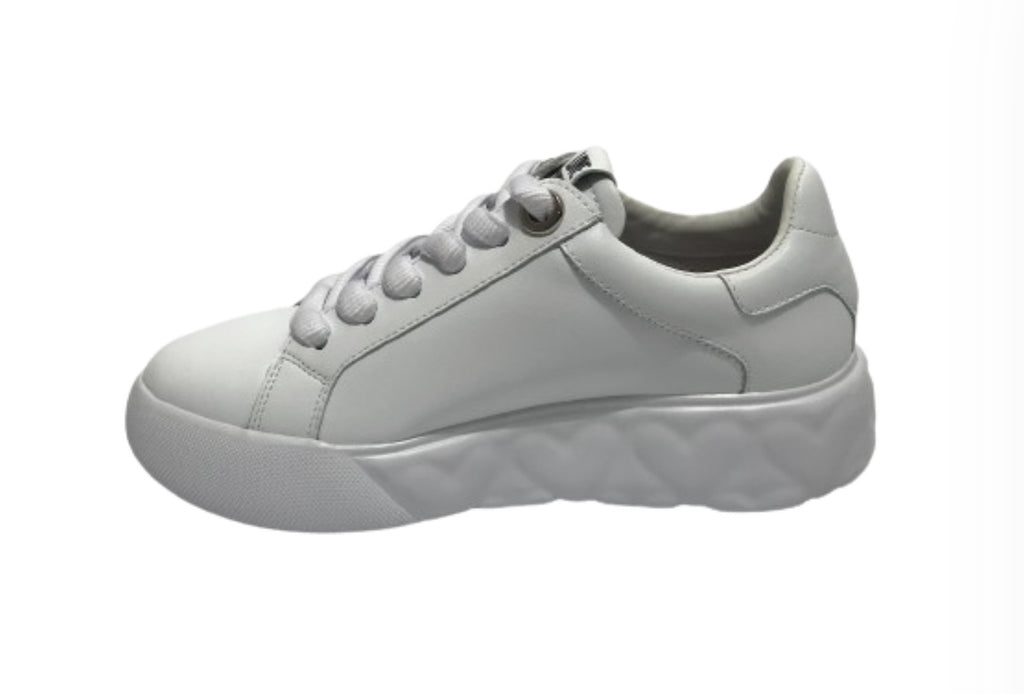 Scarpe Love Moschino sneaker heart45 in pelle bianco DS24MO18 JA15564