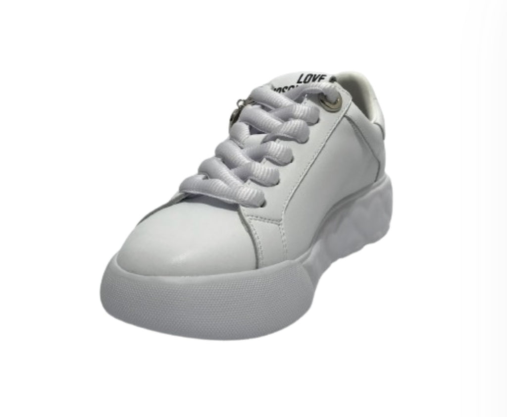Scarpe Love Moschino sneaker heart45 in pelle bianco DS24MO18 JA15564