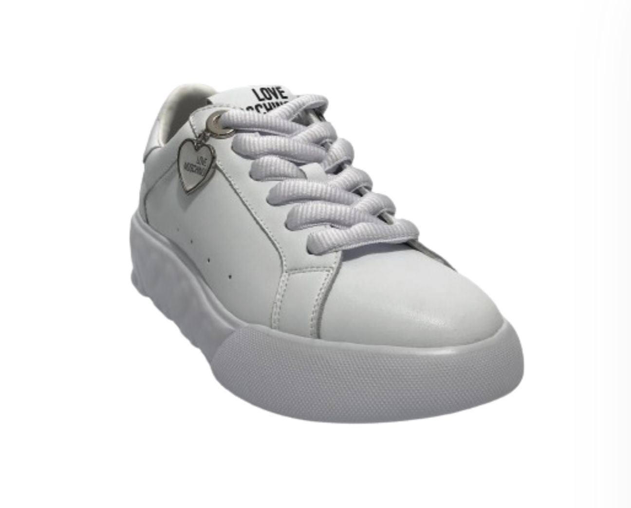 Scarpe Love Moschino sneaker heart45 in pelle bianco DS24MO18 JA15564