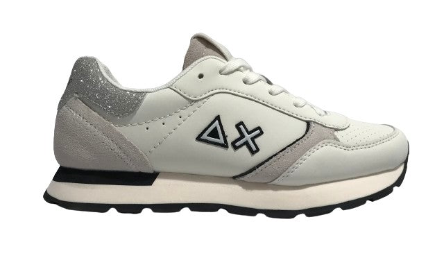 Scarpe Sun68 sneaker Girl's Big Ally solid nylon teen in pelle bianco panna ZS24SU18 Z34407T