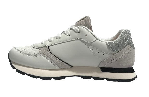 Scarpe Sun68 sneaker Girl's Big Ally solid nylon teen in pelle bianco panna ZS24SU18 Z34407T