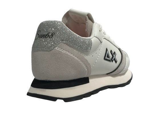 Scarpe Sun68 sneaker Girl's Big Ally solid nylon teen in pelle bianco panna ZS24SU18 Z34407T