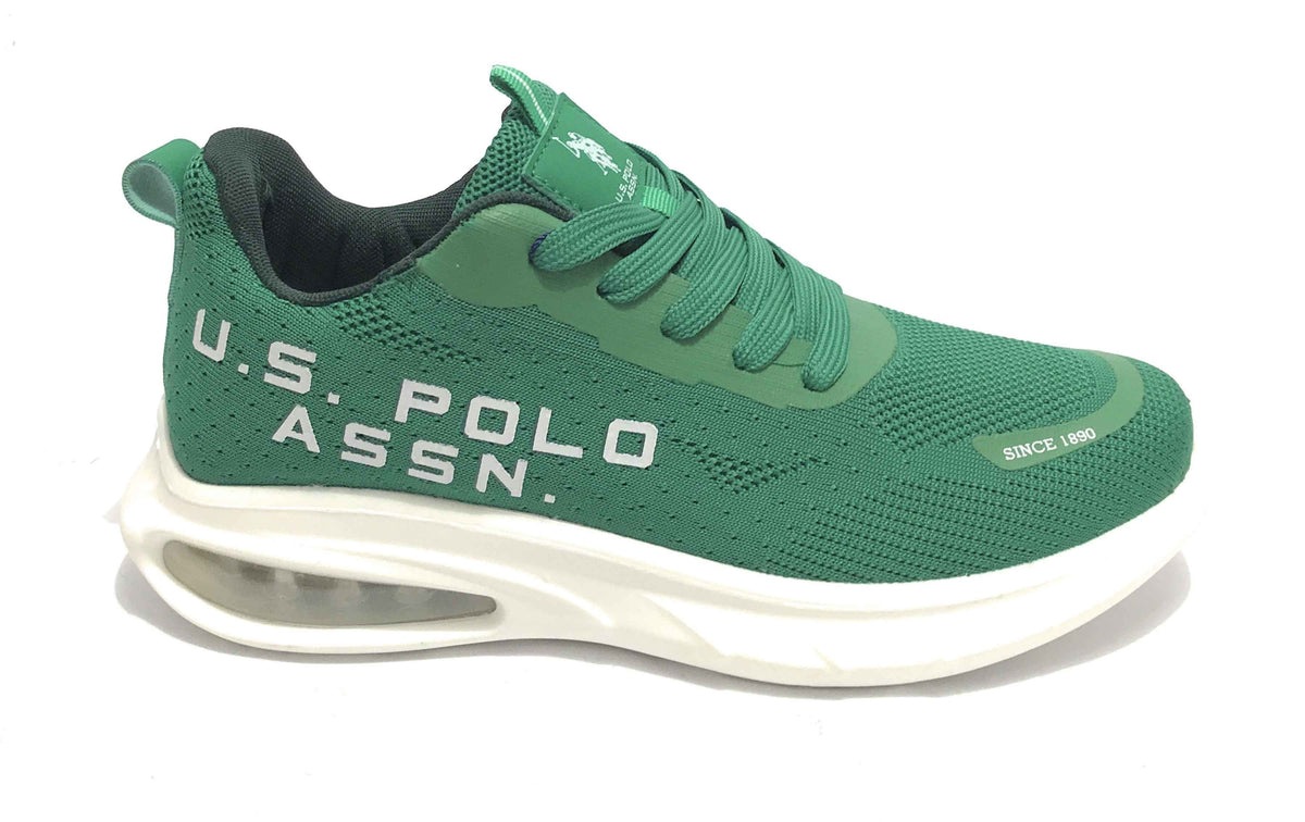 Scarpe U.S. Polo sneaker running Active001 in ecopelle/ tessuto mesh verde uomo US24UP01