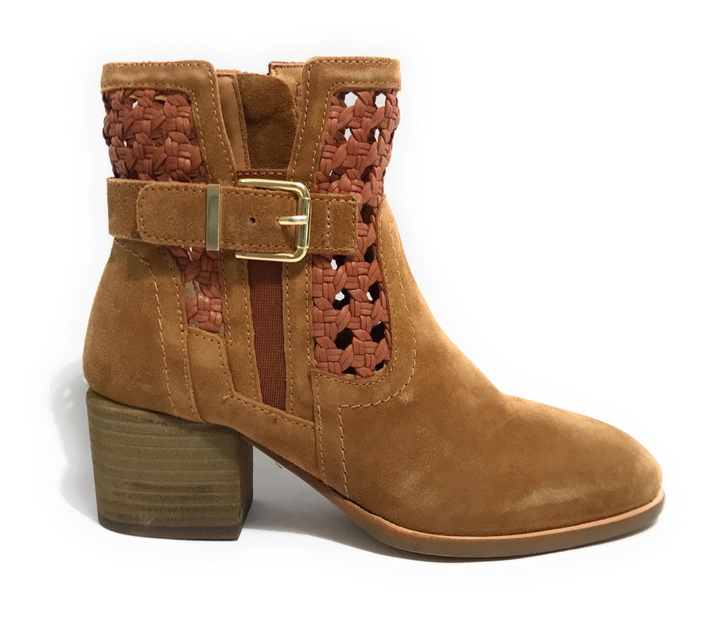 Scarpe donna CAFèNOIR tronchetto in pelle scamociata a intreccio con fibbia marrone DS24CN03 EN6003