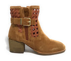 Scarpe donna CAFèNOIR tronchetto in pelle scamociata a intreccio con fibbia marrone DS24CN03 EN6003