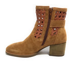 Scarpe donna CAFèNOIR tronchetto in pelle scamociata a intreccio con fibbia marrone DS24CN03 EN6003