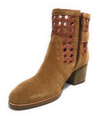 Scarpe donna CAFèNOIR tronchetto in pelle scamociata a intreccio con fibbia marrone DS24CN03 EN6003