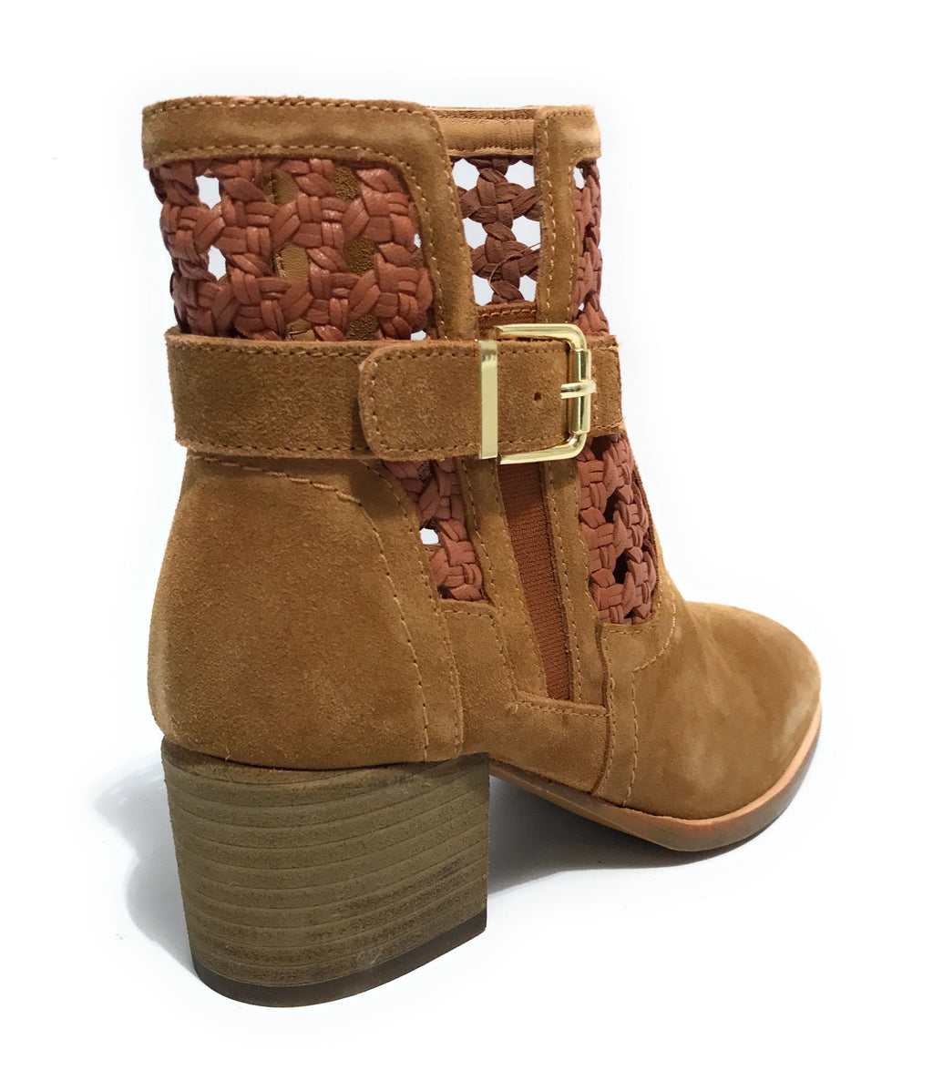 Scarpe donna CAFèNOIR tronchetto in pelle scamociata a intreccio con fibbia marrone DS24CN03 EN6003