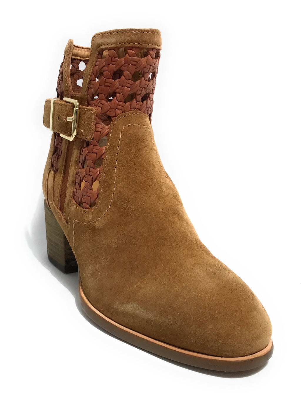 Scarpe donna CAFèNOIR tronchetto in pelle scamociata a intreccio con fibbia marrone DS24CN03 EN6003