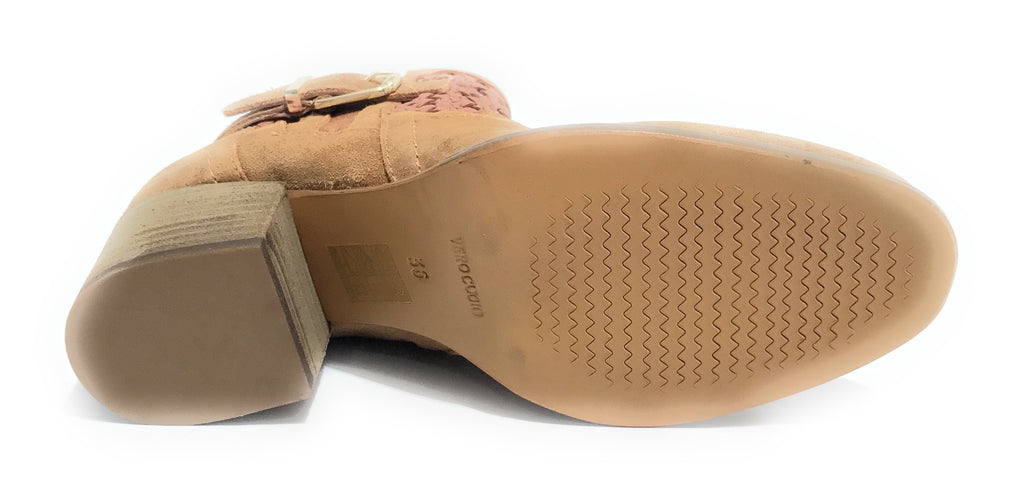 Scarpe donna CAFèNOIR tronchetto in pelle scamociata a intreccio con fibbia marrone DS24CN03 EN6003