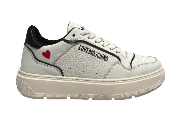Scarpe Love Moschino sneaker in pelle bianco/ nero D25MO03 JA15144G1LJC110A