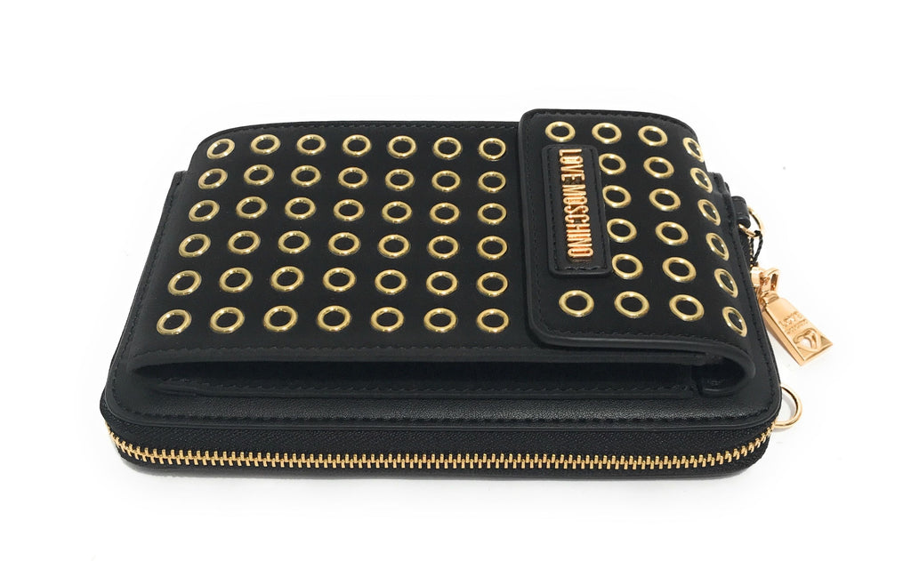 Portafoglio donna Love Moschino zip around porta telefono ecopelle nero A25MO02 JC5628PP1LLH100A