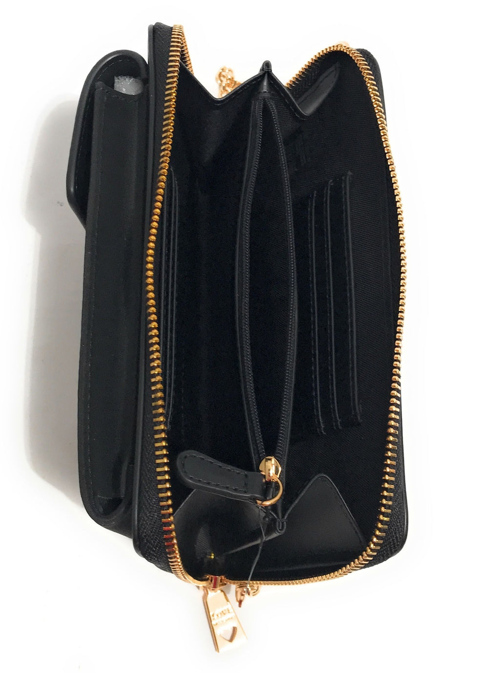 Portafoglio donna Love Moschino zip around porta telefono ecopelle nero A25MO02 JC5628PP1LLH100A