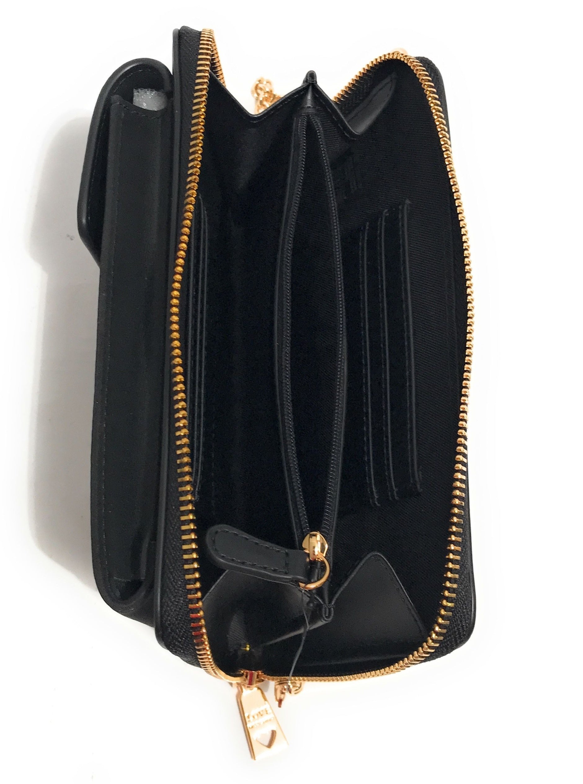Portafoglio donna Love Moschino zip around porta telefono ecopelle nero A25MO02 JC5628PP1LLH100A