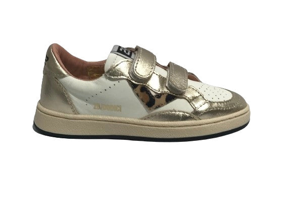 Scarpe 2B12 sneaker con strap Play-W104 pelle platino/ leo Z25QB03