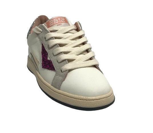 Scarpe 2B12 sneaker Suprime-W70 pelle bianco/ argento/ fuxia Z25QB05