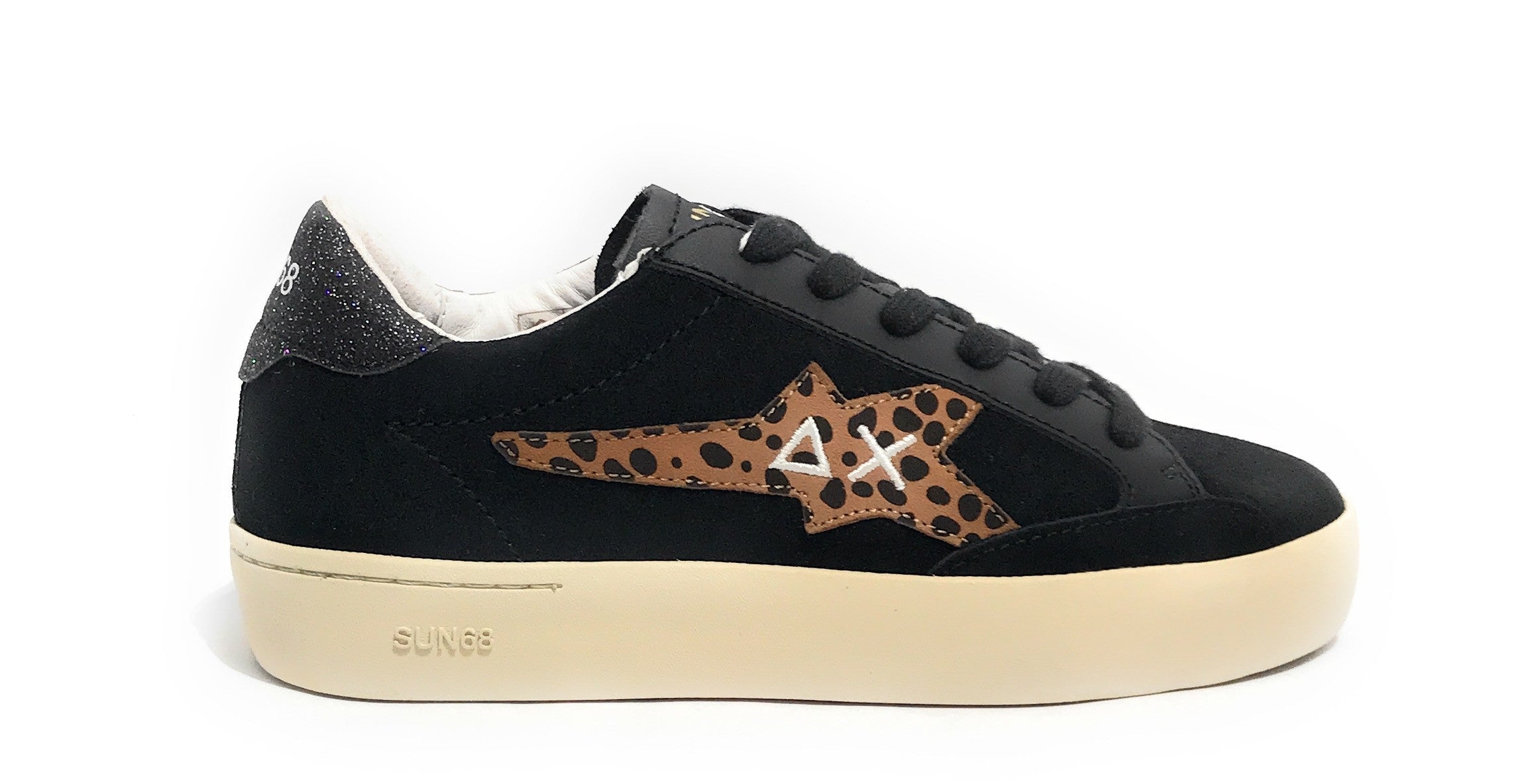 Scarpe Sun68 sneaker Girl's big Katy suede teen pelle nero Z25SU06 Z44424T