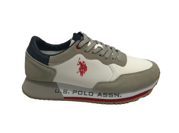 Scarpe U.S. Polo sneaker running Cleef 006M in pelle scamosciata/ tessuto white/ light grey U25UP02