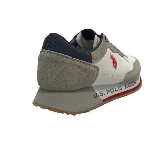 Scarpe U.S. Polo sneaker running Cleef 006M in pelle scamosciata/ tessuto white/ light grey U25UP02