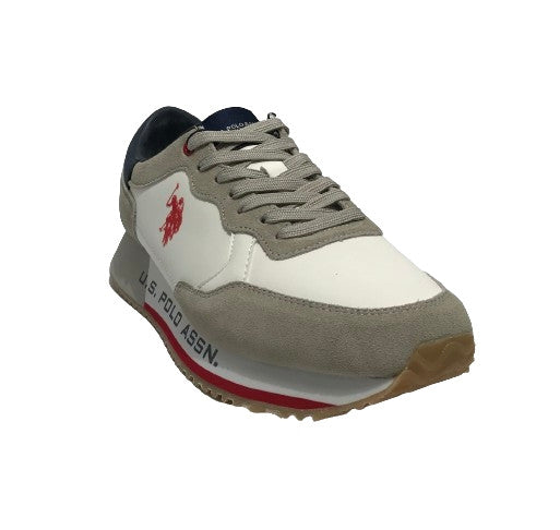 Scarpe U.S. Polo sneaker running Cleef 006M in pelle scamosciata/ tessuto white/ light grey U25UP02