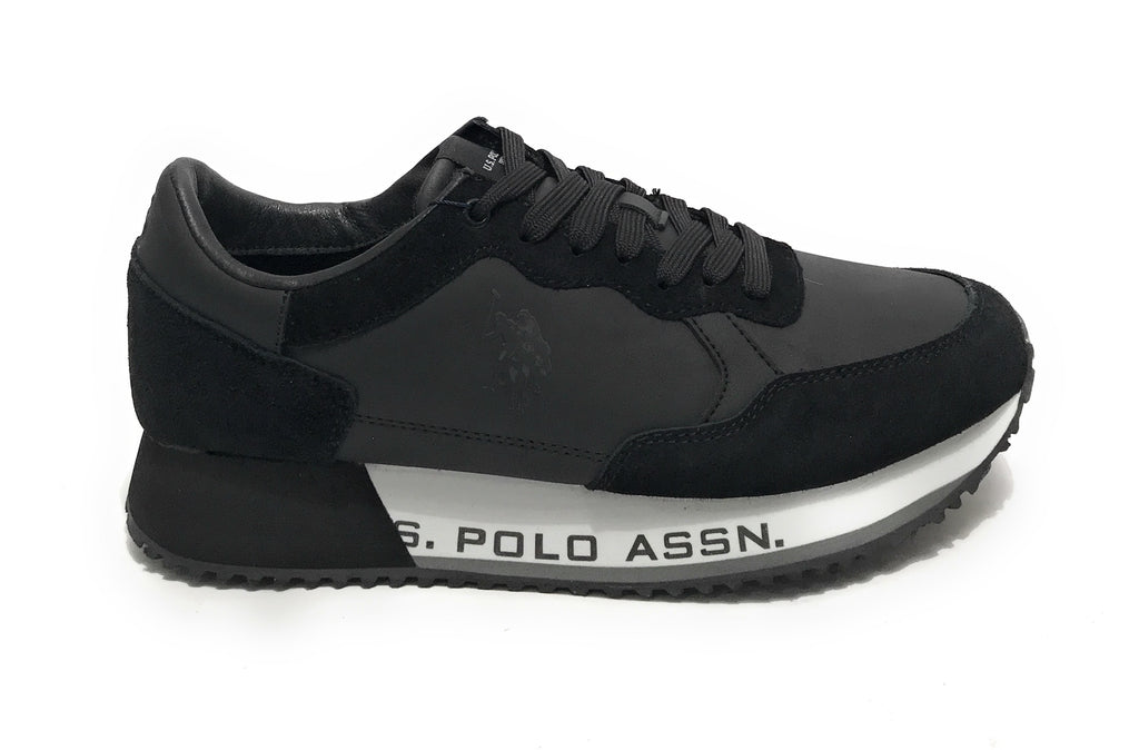Scarpe U.S. Polo sneaker running Cleef 006A in pelle scamosciata/ tessuto black U25UP05